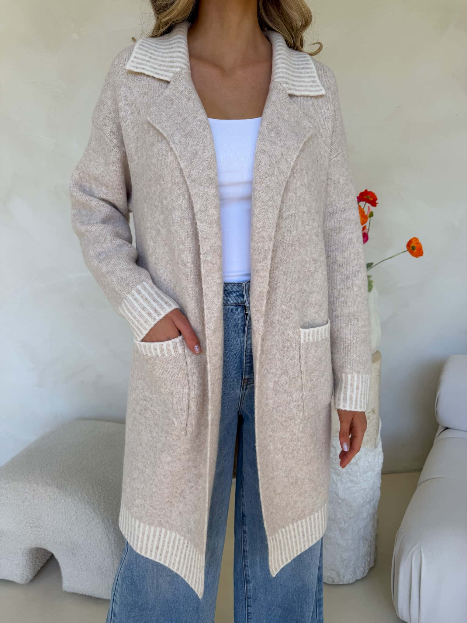 Belle Cardi - Cream Marle