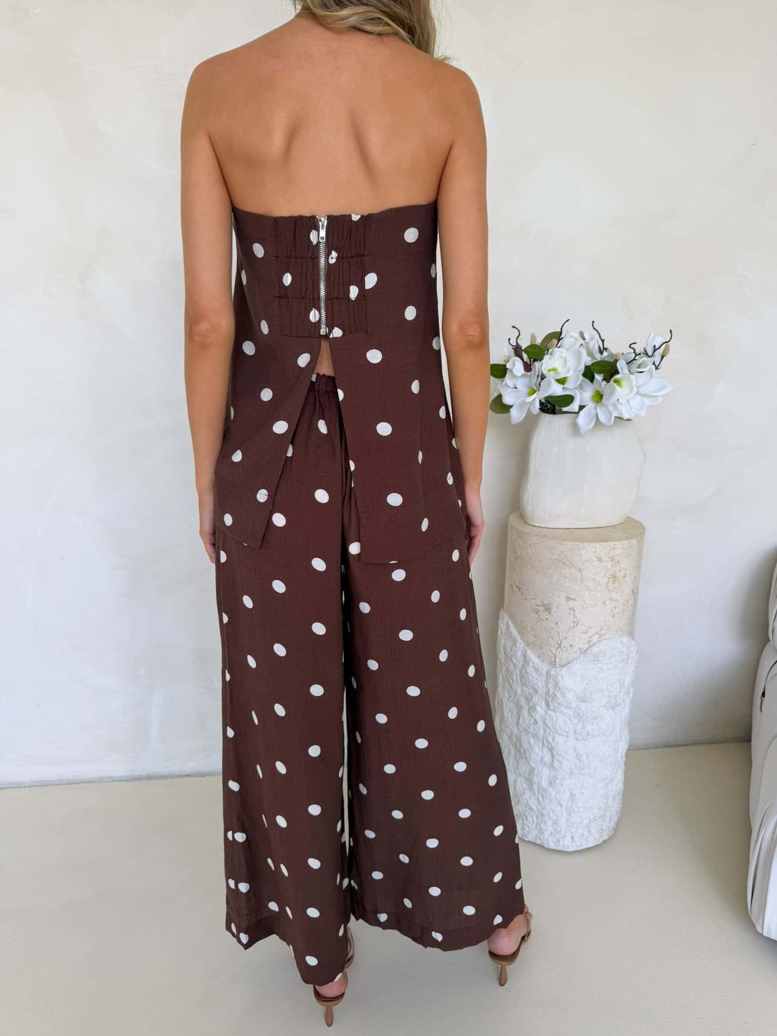 Blair Top - Cappuccino Polka Dot