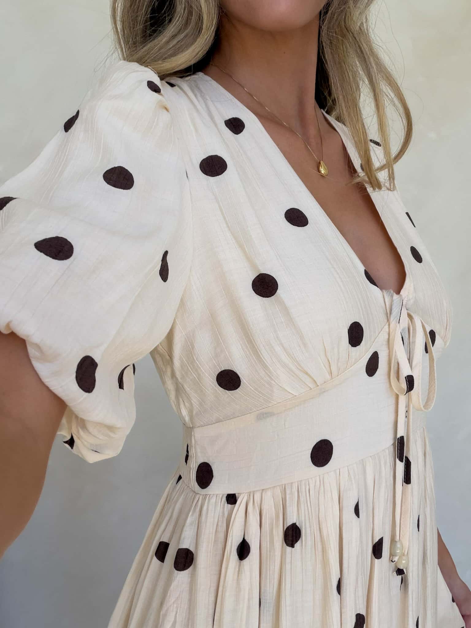 Bonnie Dress - Crème Cafe Polka Dot