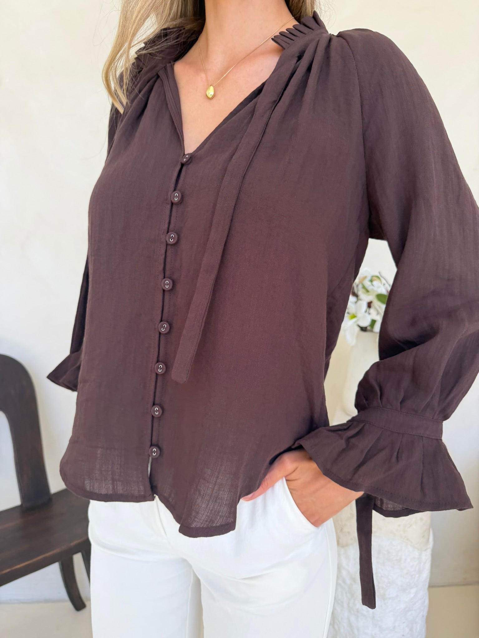 Palos Blouse - Dark Brown