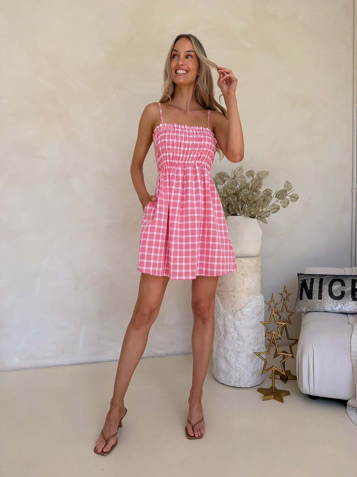 Cove Mini Dress - Red Plaid