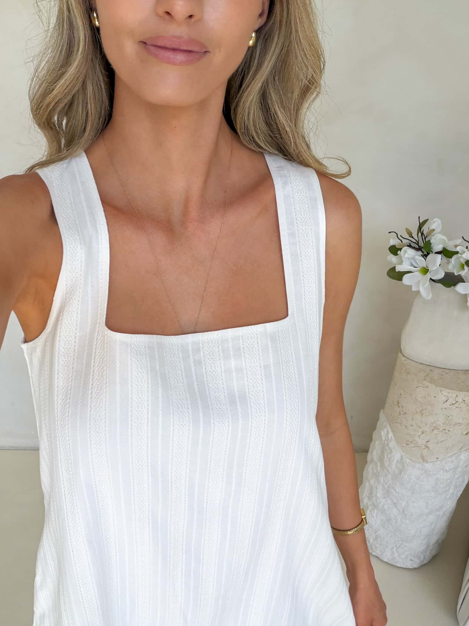 Frankie Dress - White Jacquard