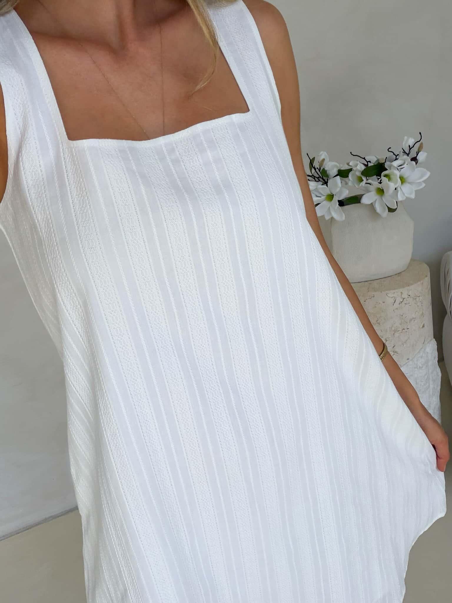 Frankie Dress - White Jacquard