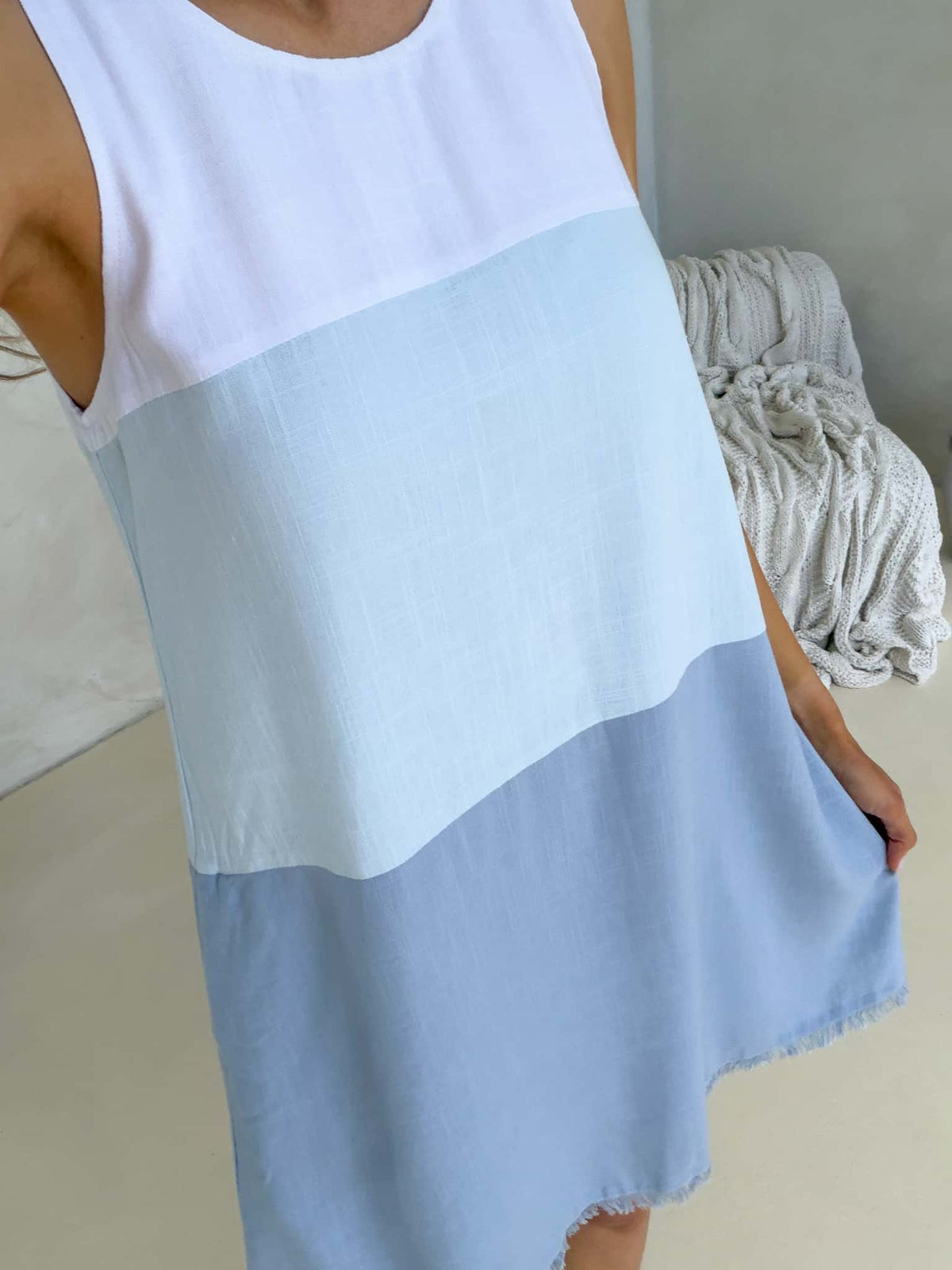 Freya Dress - Ice Blue Multi