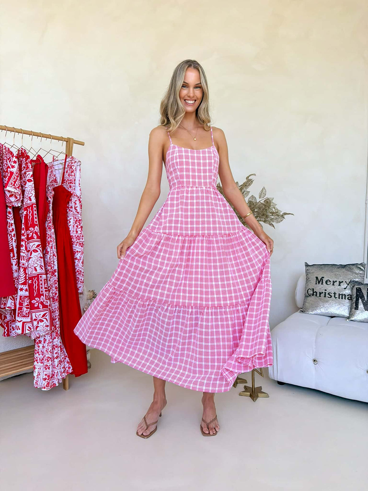 Georgie Maxi Dress - Red Plaid