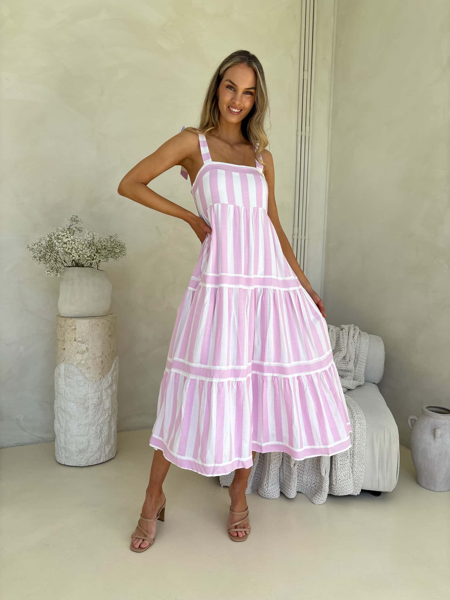 Cleo Maxi Dress - Light Orchid Stripe
