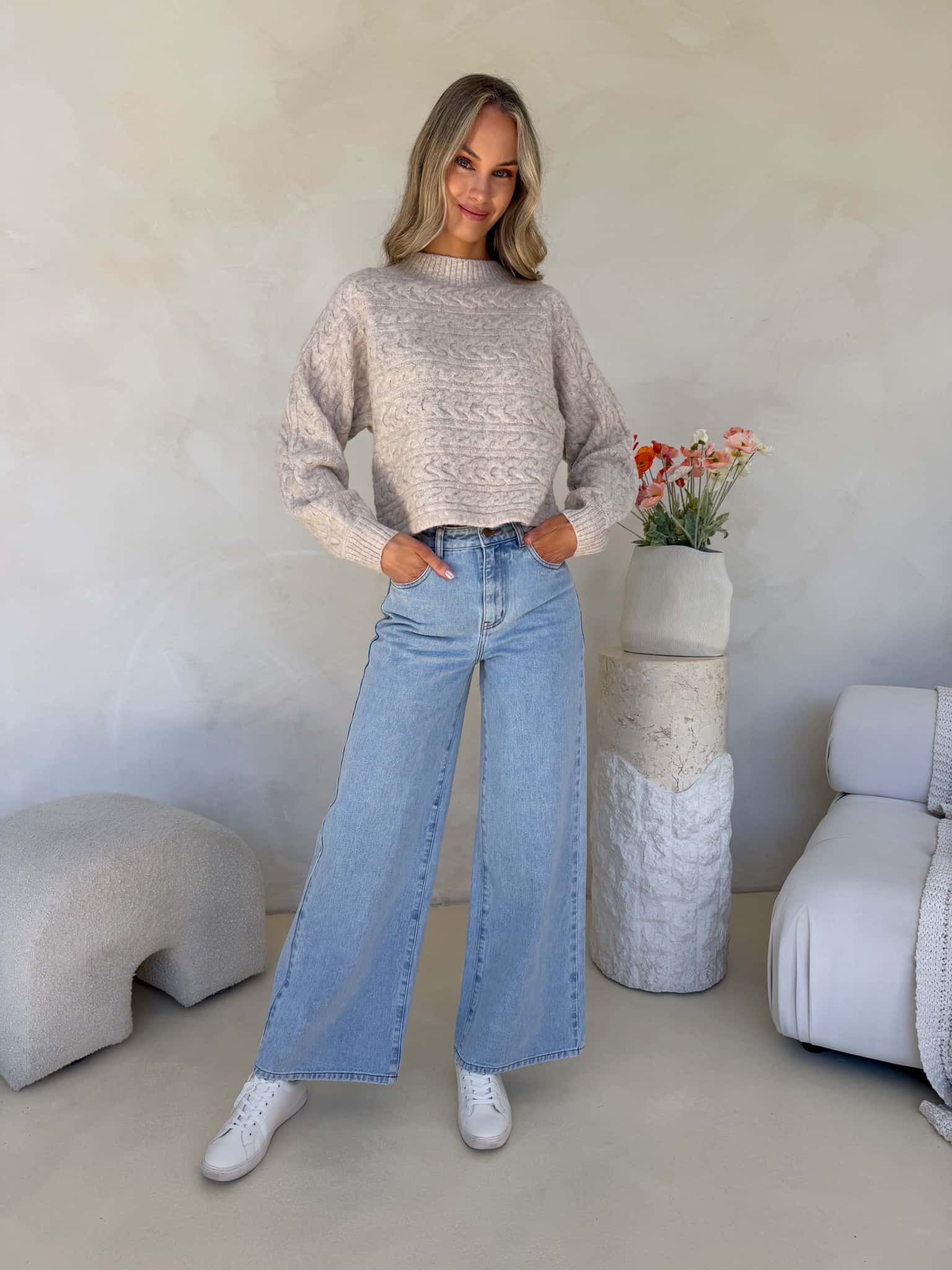 Heidi Knit - Natural with Multi Fleck