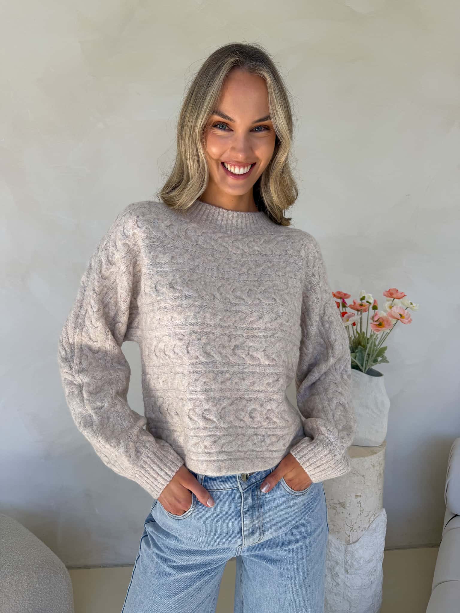 Heidi Knit - Natural with Multi Fleck