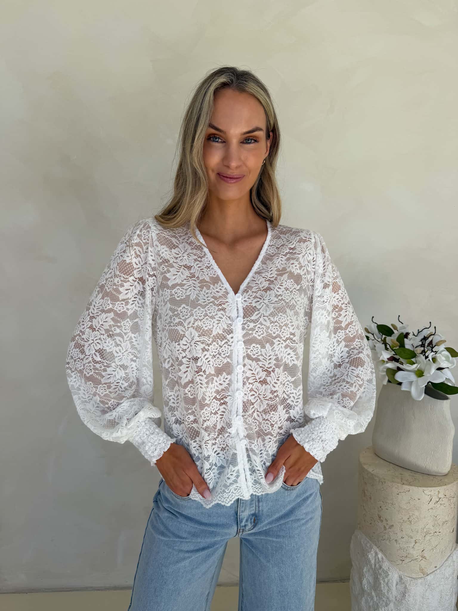 Iris Lace Blouse - White