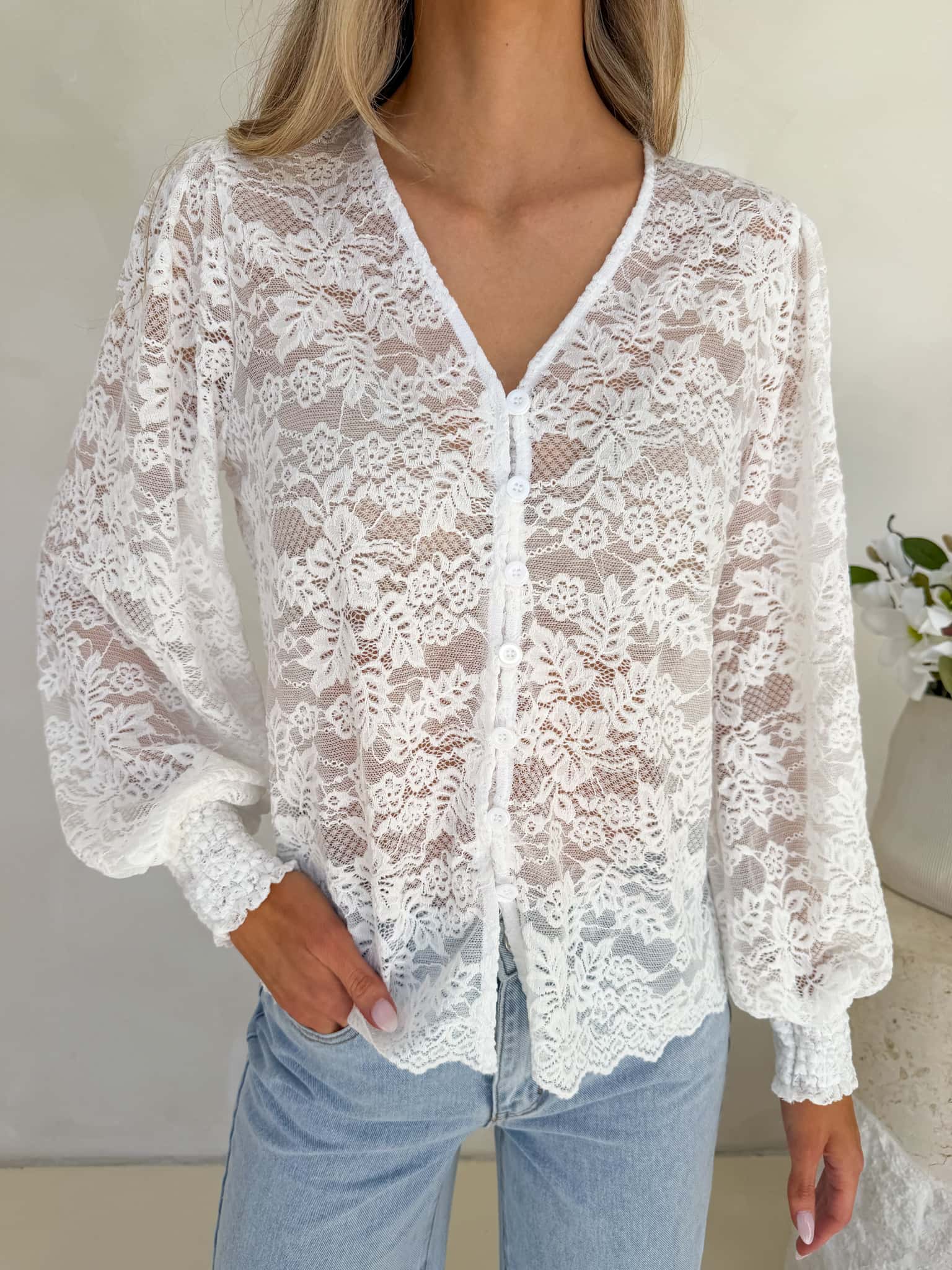 Iris Lace Blouse - White