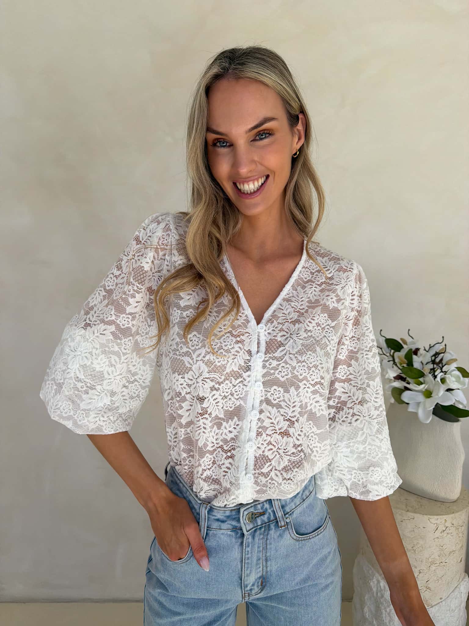 Iris Lace Blouse - White