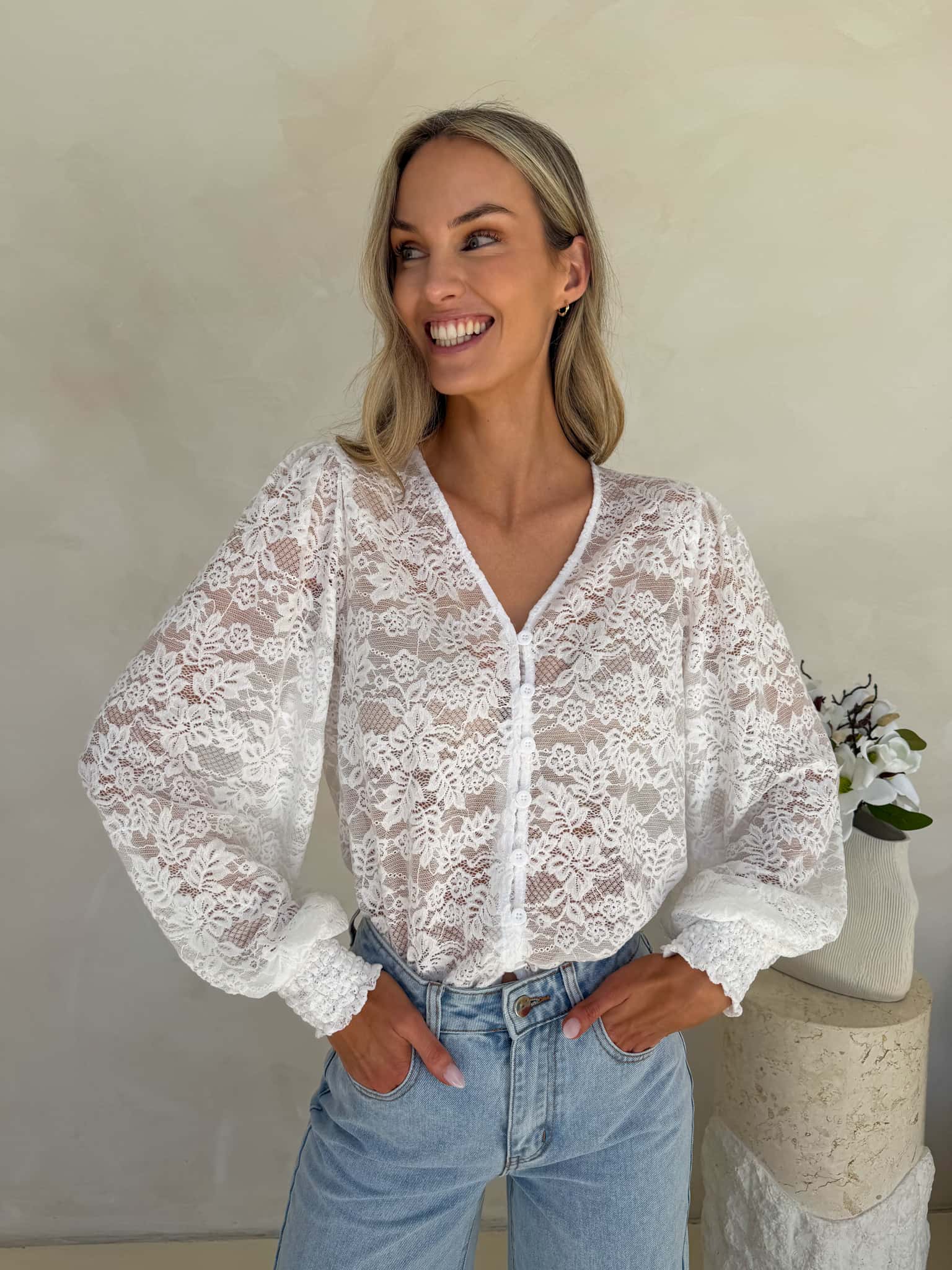 Iris Lace Blouse - White