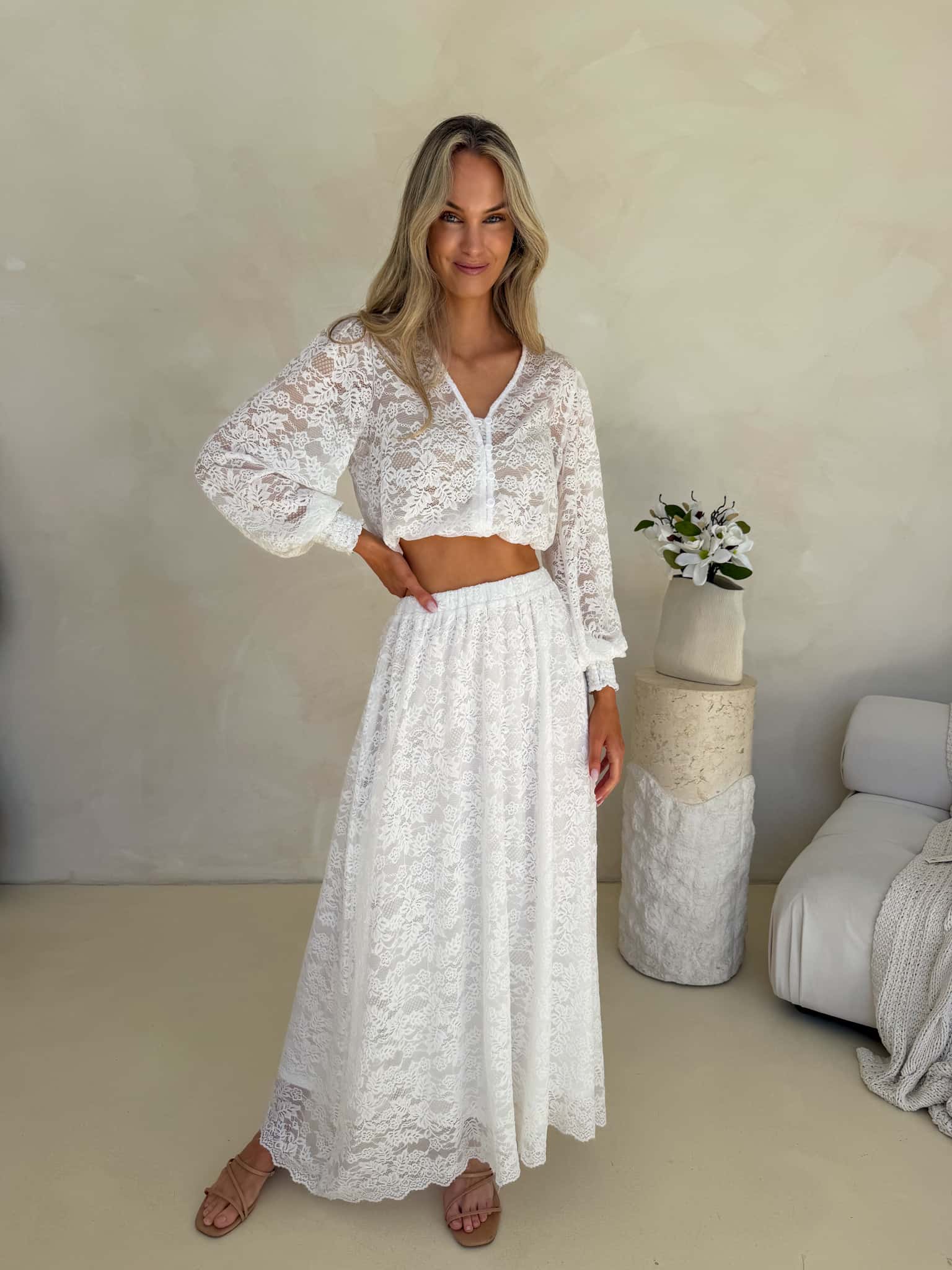 Amelie Lace Skirt - White