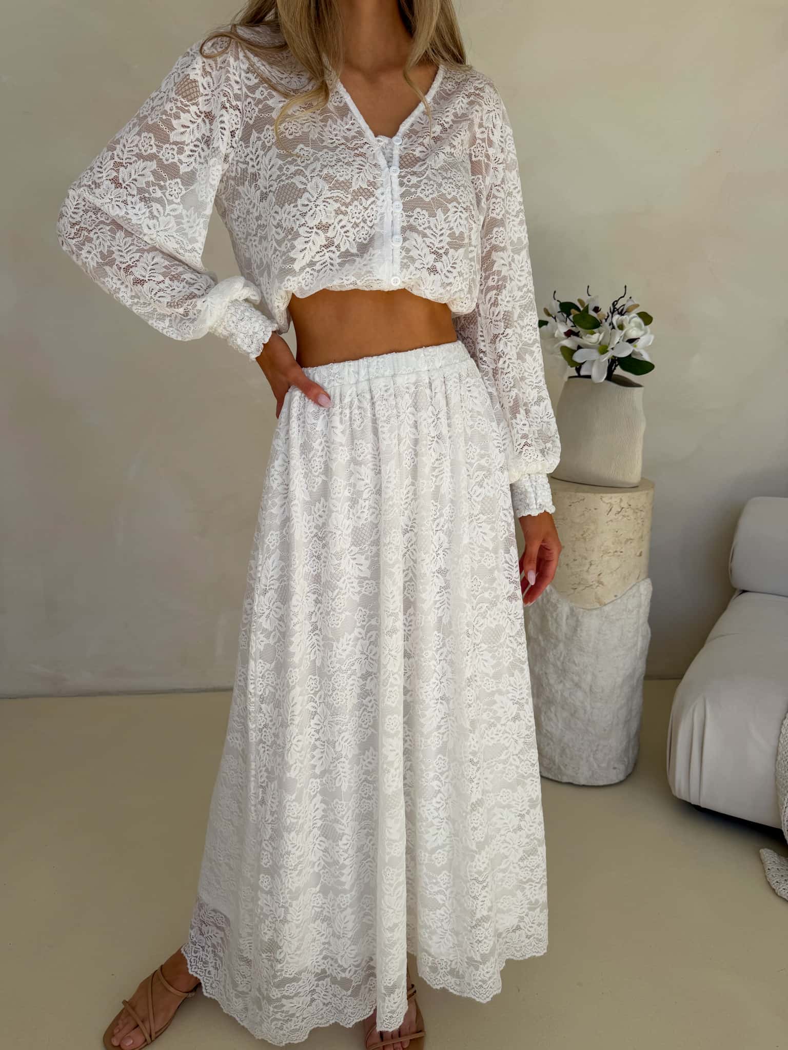 Amelie Lace Skirt - White