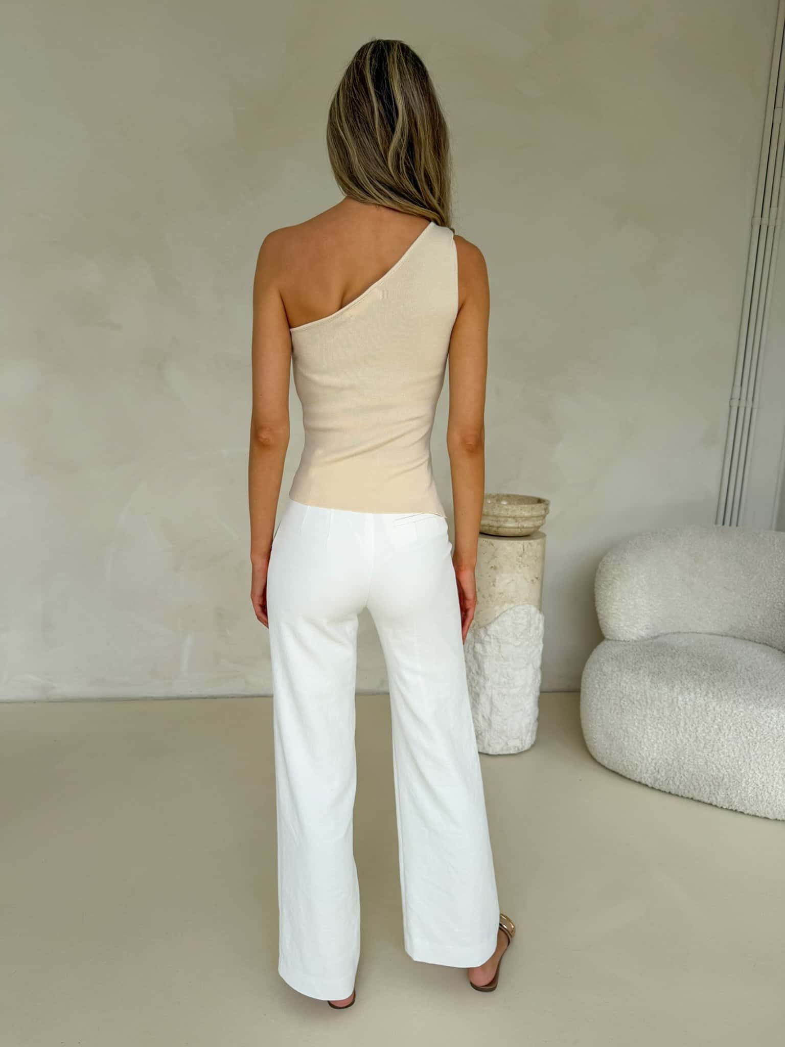 Quinn One Shoulder Top - Cream