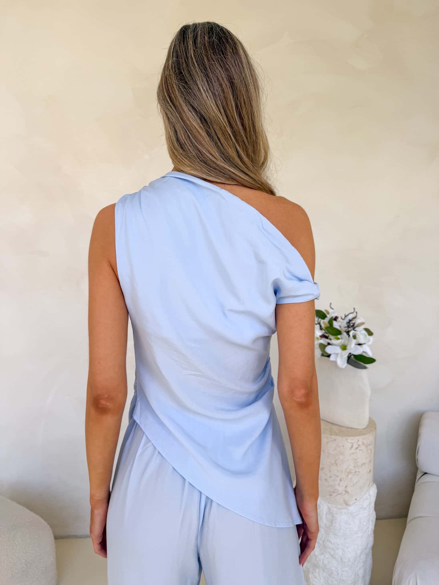 Reese Asymetrical Top - Ice Blue