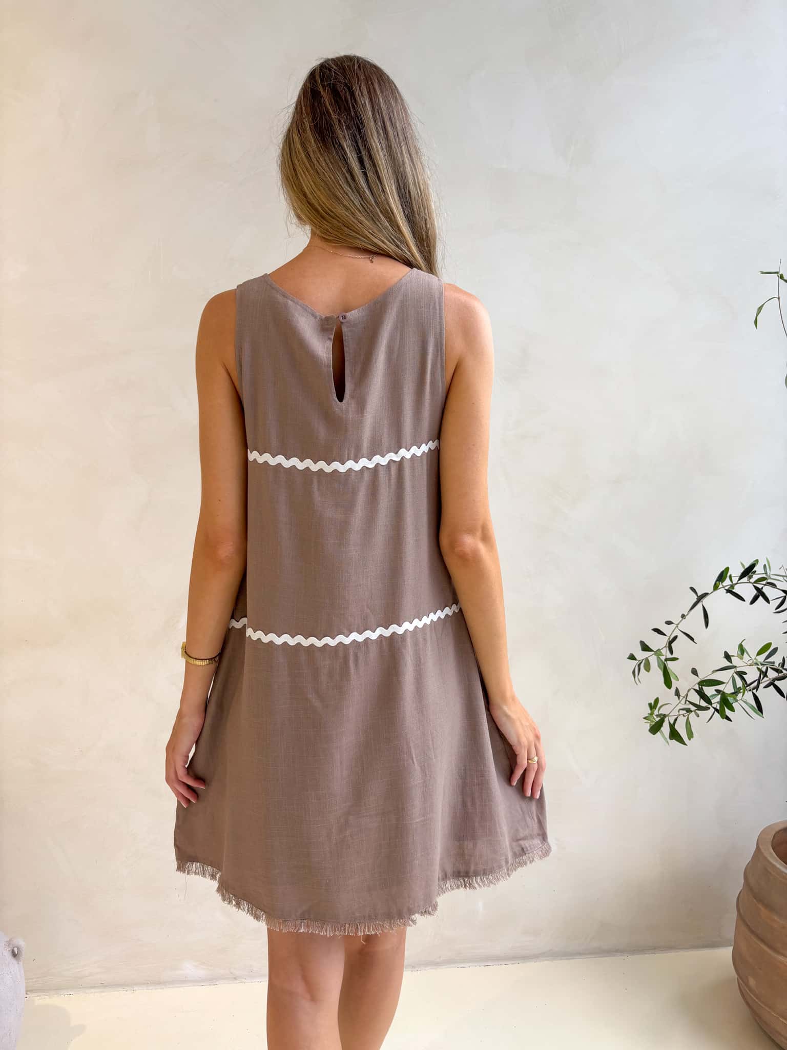 Freya Ric Rac Dress - Taupe
