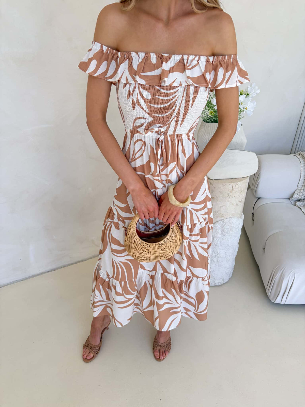 Rylan Off Shoulder Dress - Serene Print