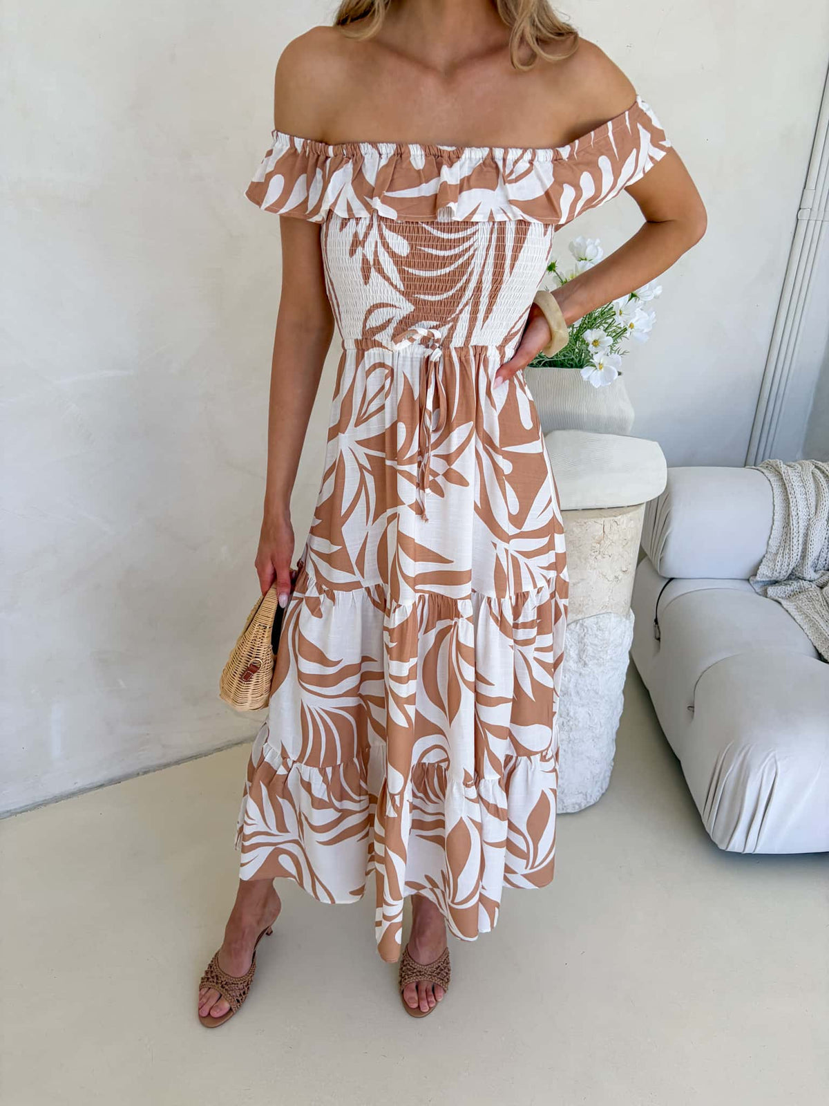 Rylan Off Shoulder Dress - Serene Print