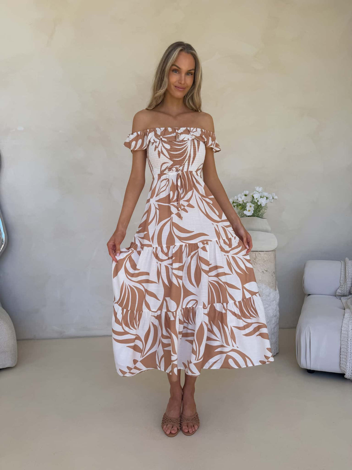 Rylan Off Shoulder Dress - Serene Print