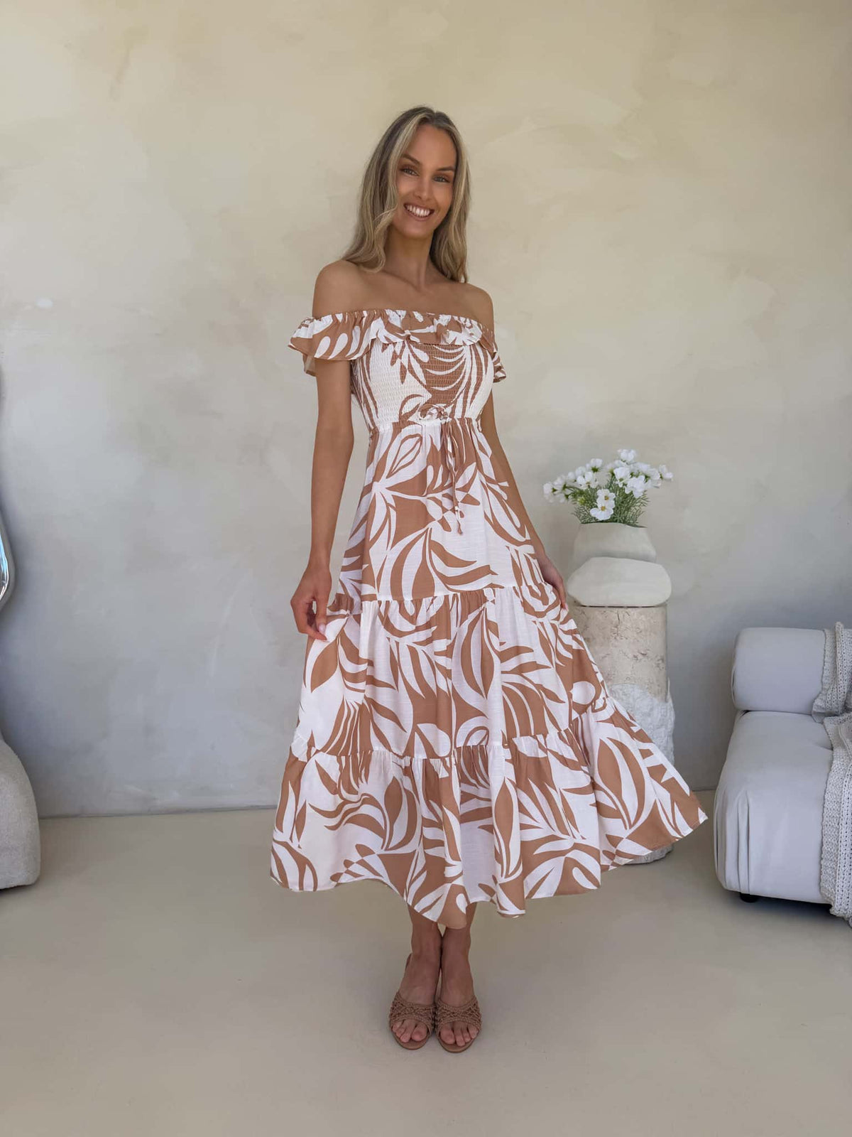 Rylan Off Shoulder Dress - Serene Print
