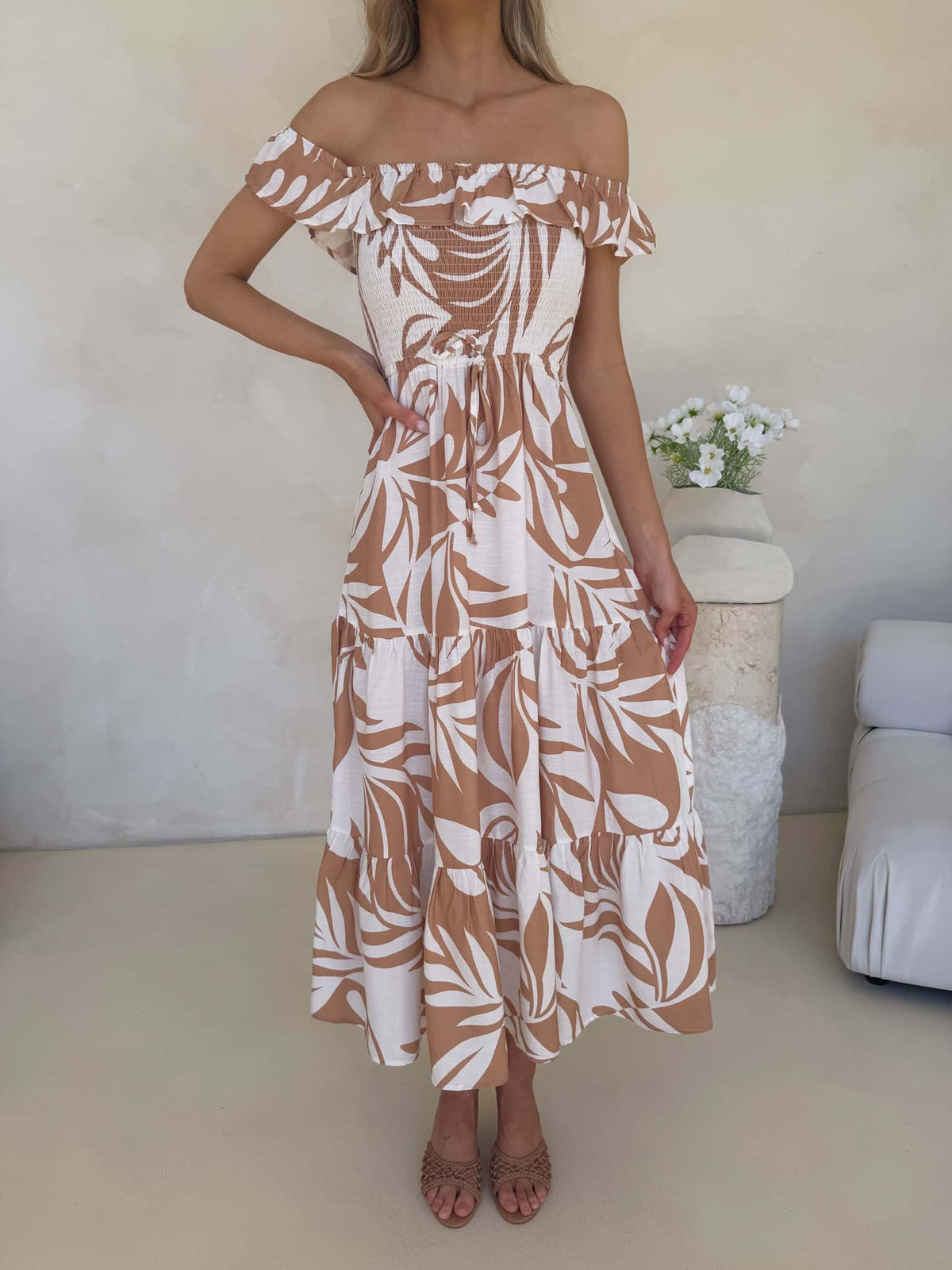 Rylan Off Shoulder Dress - Serene Print