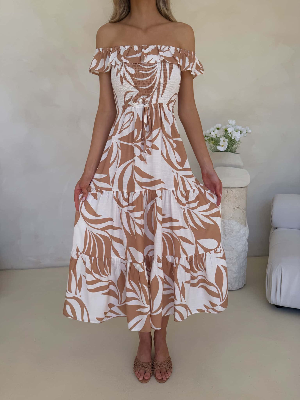 Rylan Off Shoulder Dress - Serene Print