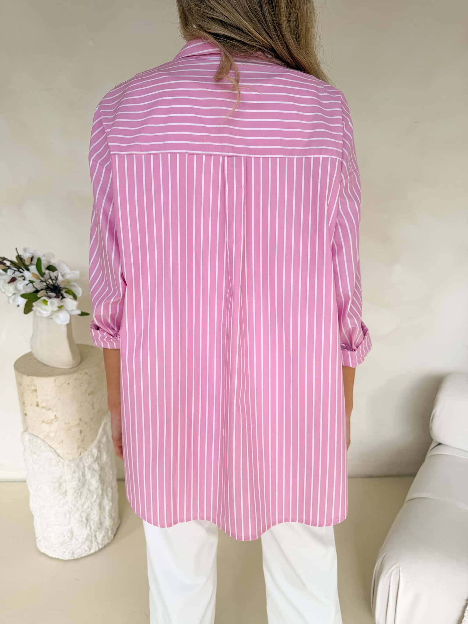 Ryleigh Shirt - Pink / White Stripe