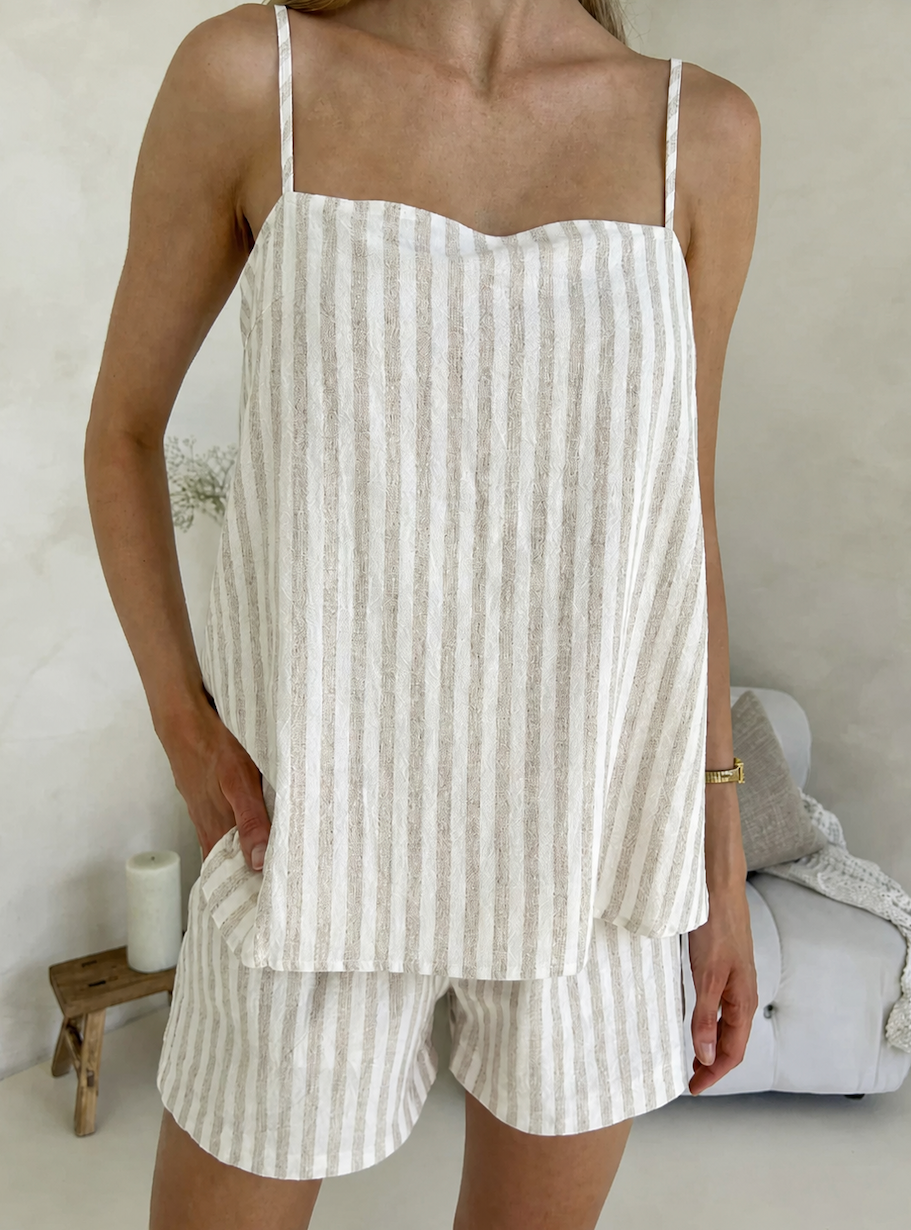 Blake Set- Beige & White Stripe