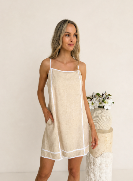 Libra Dress - Natural / White