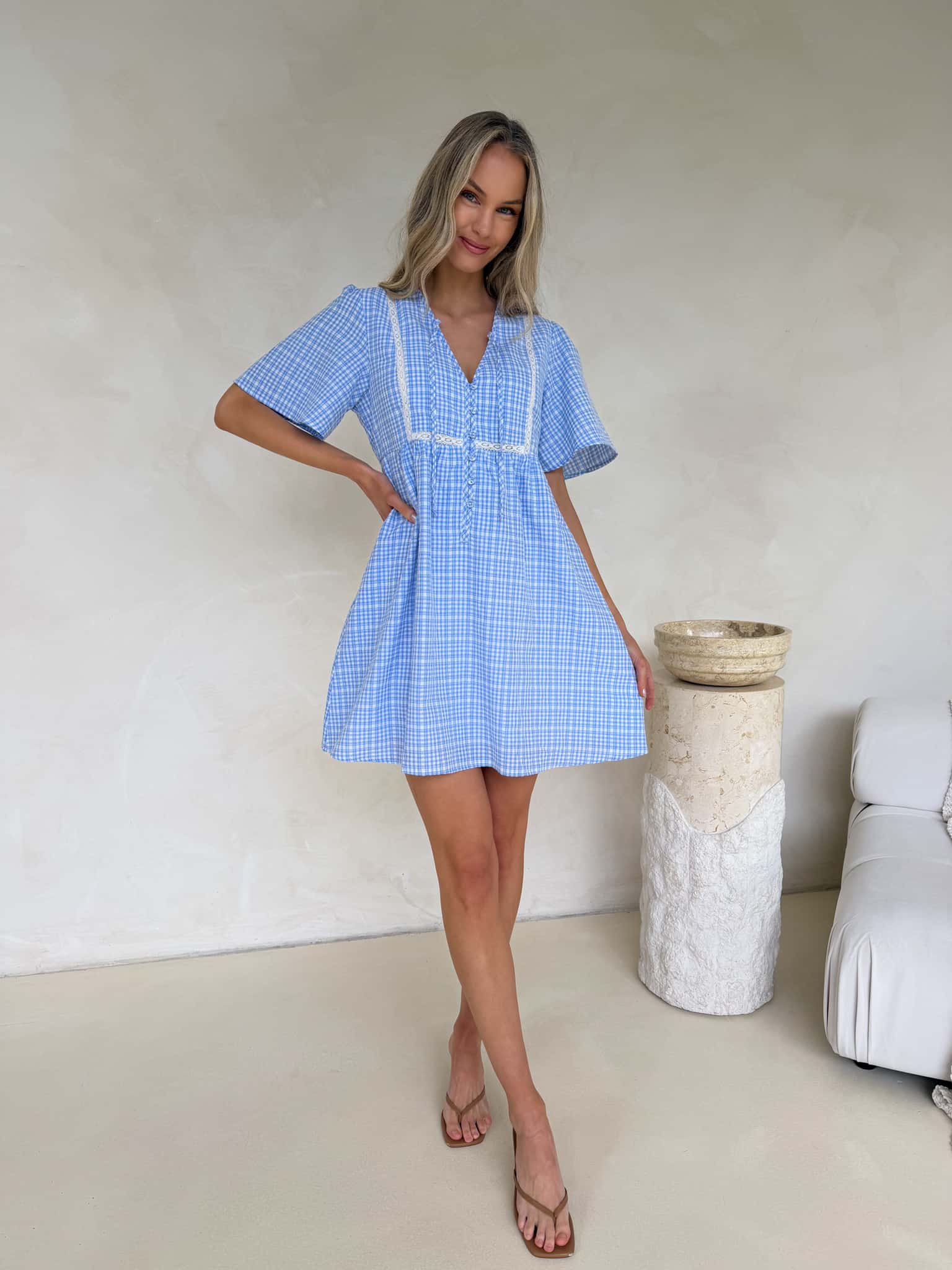 Sienna Dress - Blue Gingham