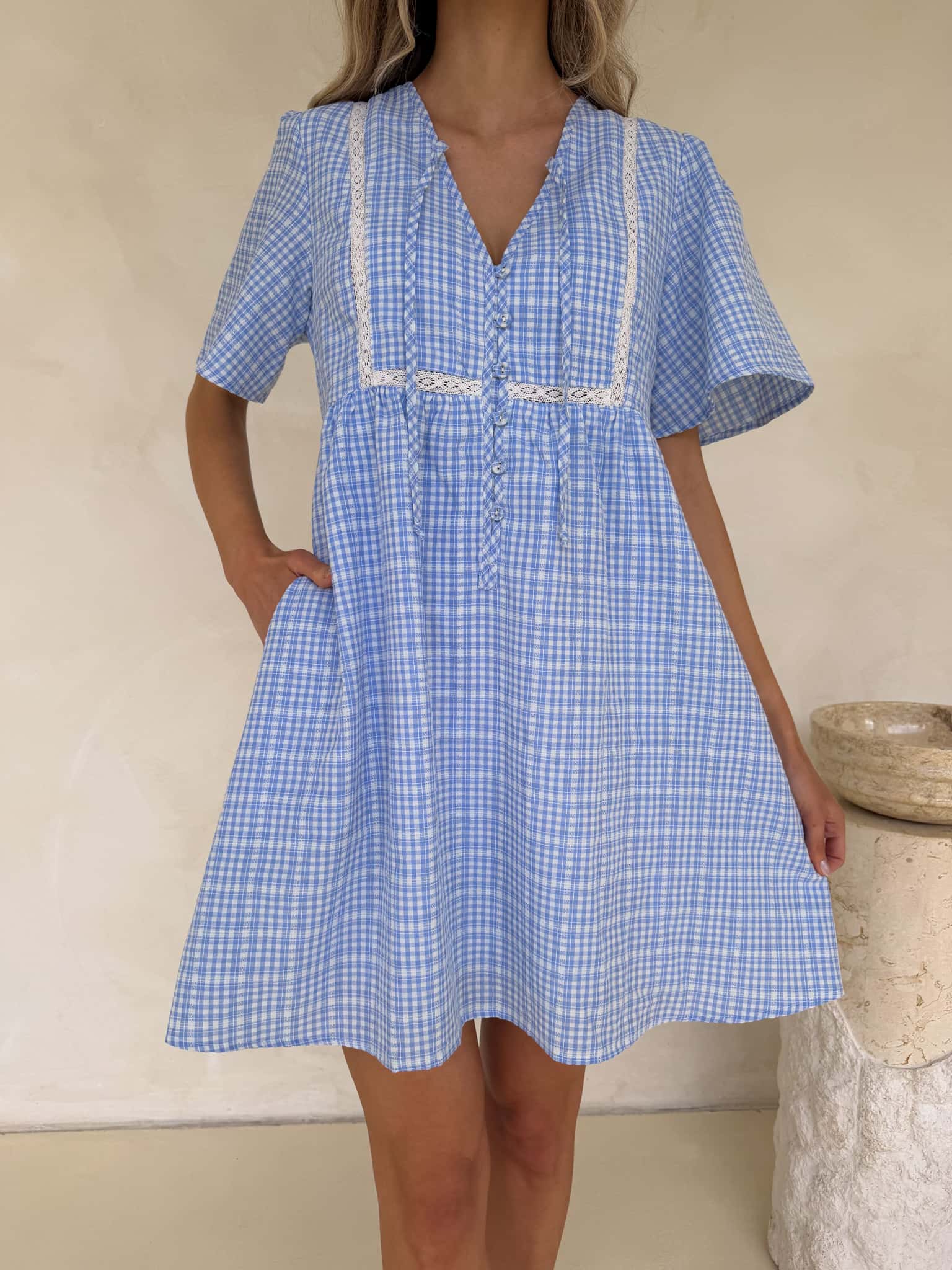 Sienna Dress - Blue Gingham