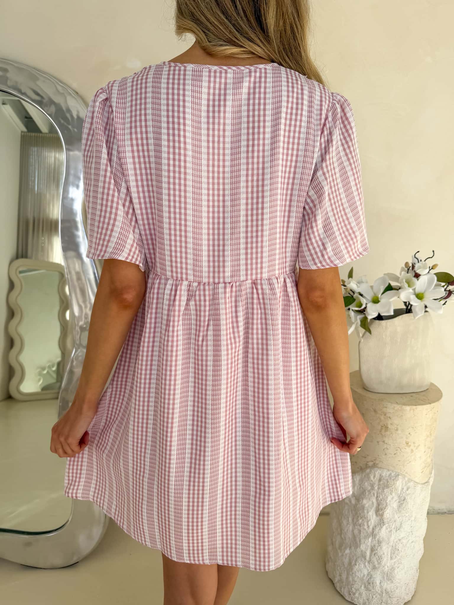 Sienna Dress - Dusty Pink Gingham