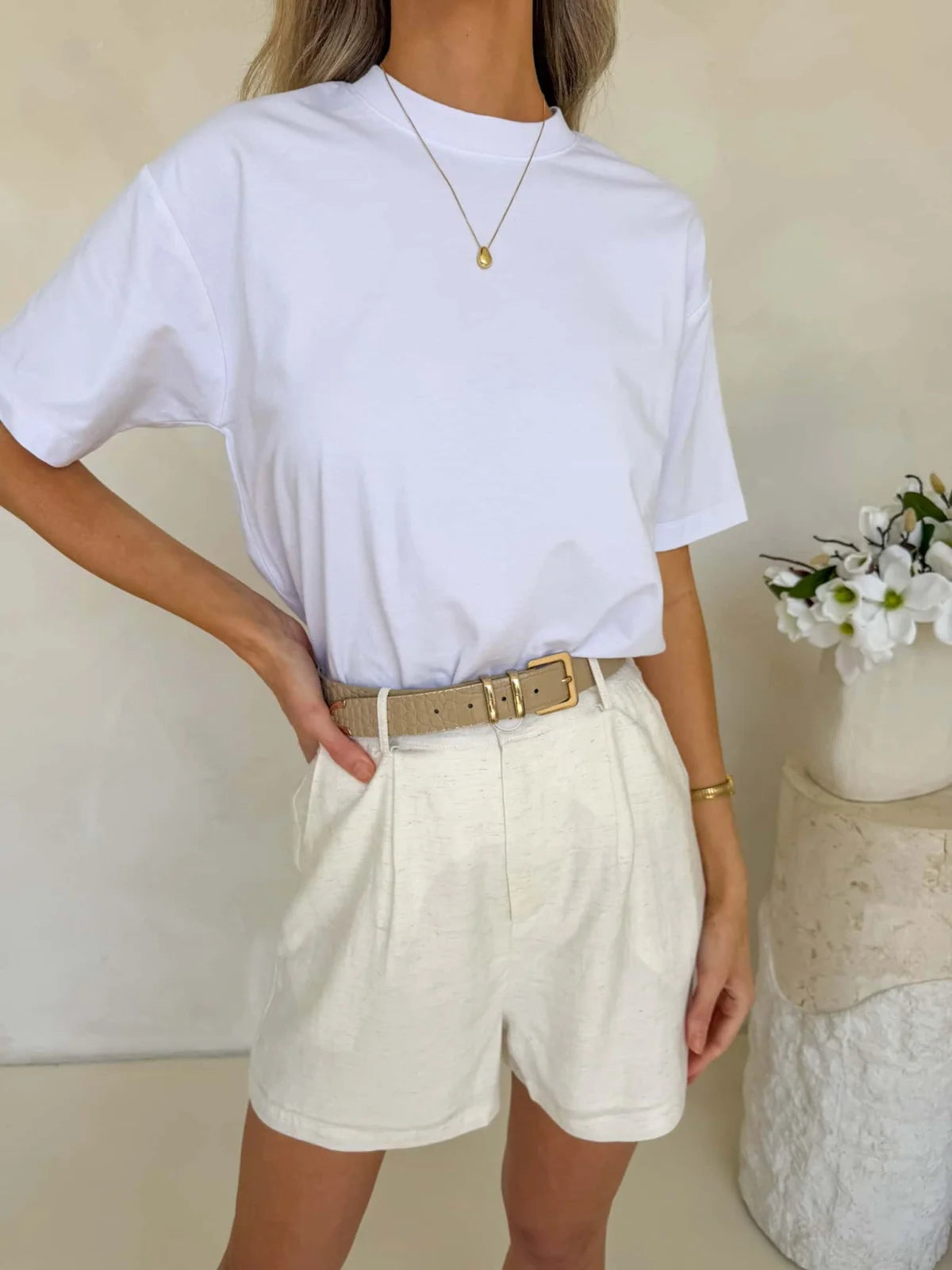 Amie Shorts - Vanilla Fleck Bottom