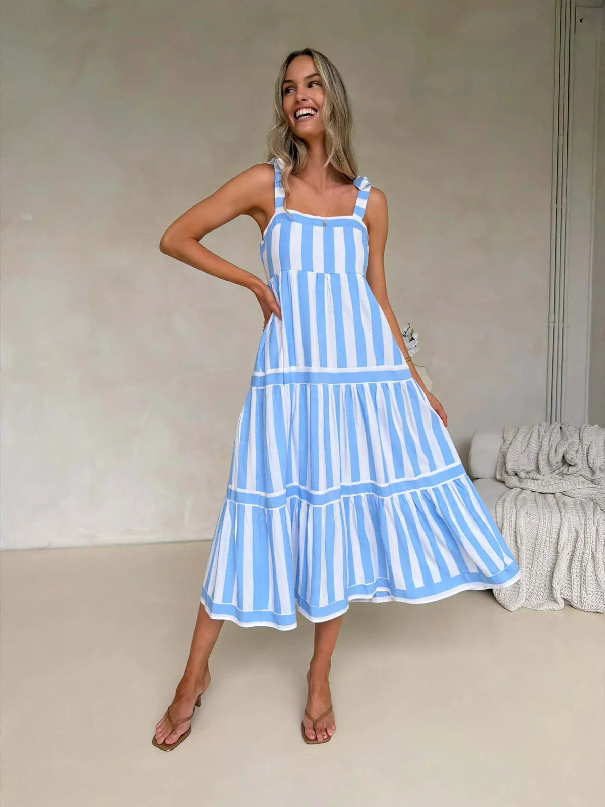 Cleo Maxi Dress - Blue Stripe Dress