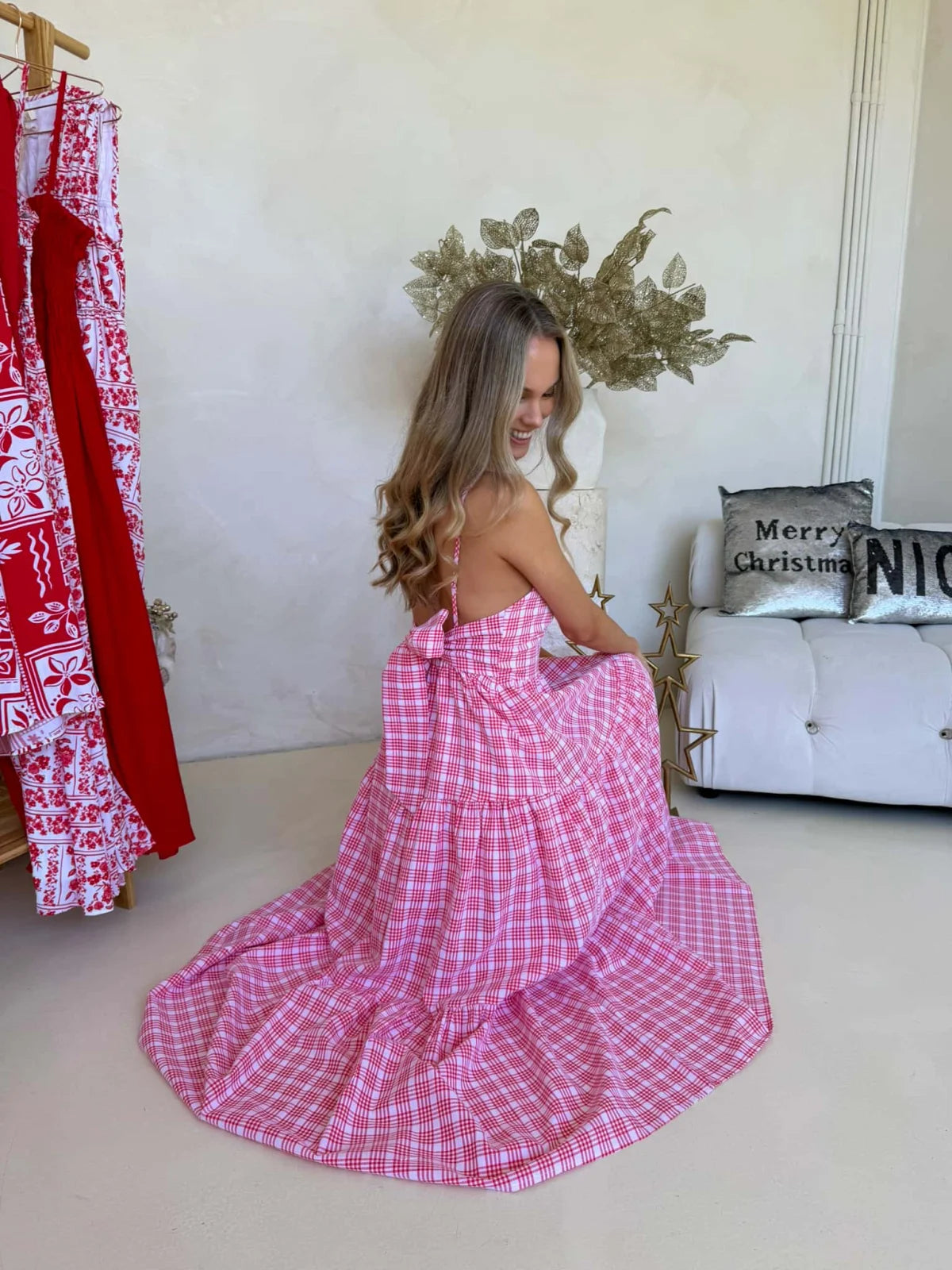 Georgie Maxi Dress - Red Plaid Dress