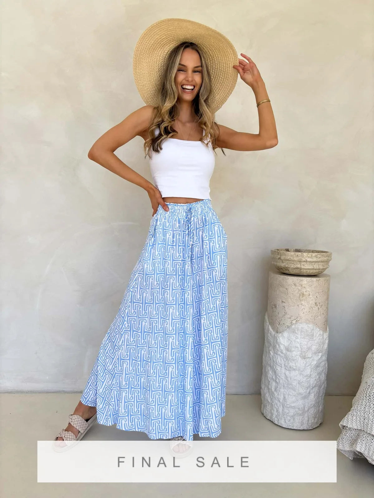 Jessika Pants - Sky Lines Print Bottom