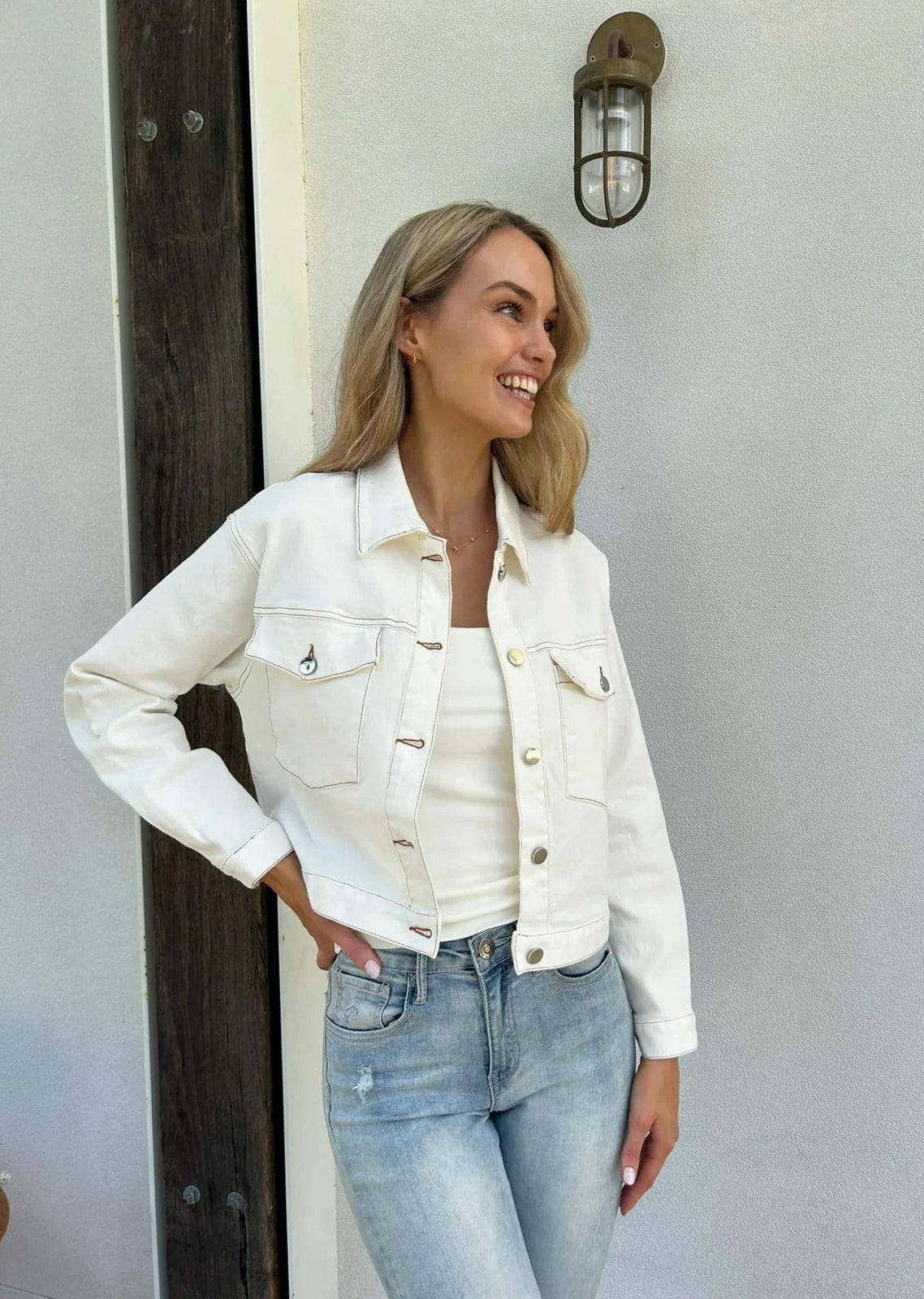 Luna Denim Jacket - White - Mylk The Label