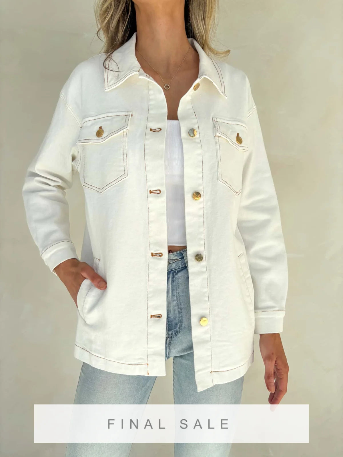 Mila Denim Jacket - White Outerwear