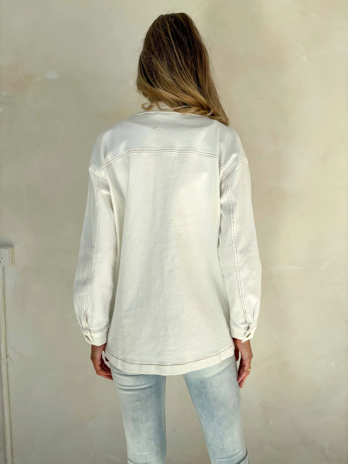 Mila Denim Jacket - White Outerwear
