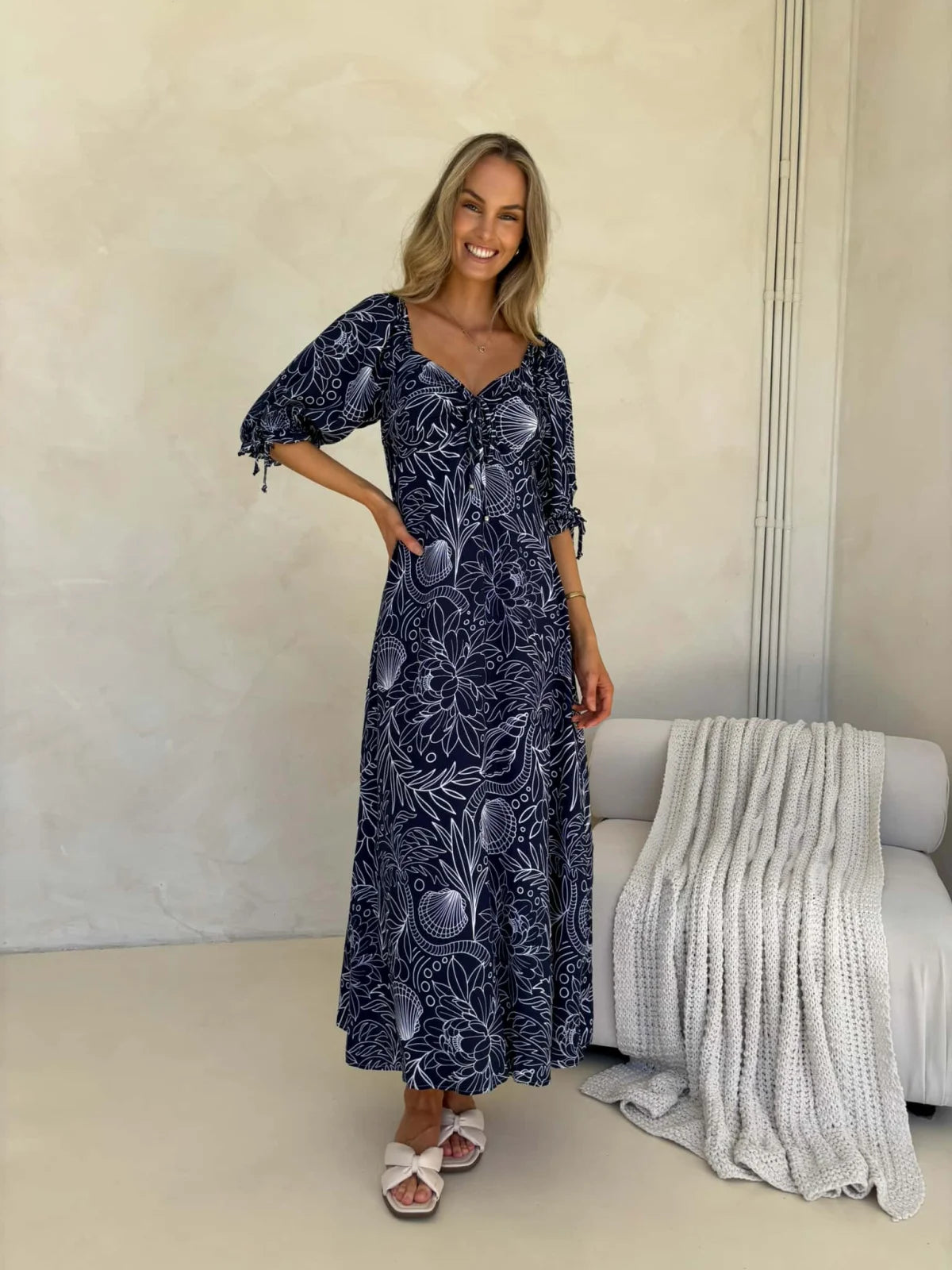 Olivia Maxi Dress - Sea & Vine Print Dress