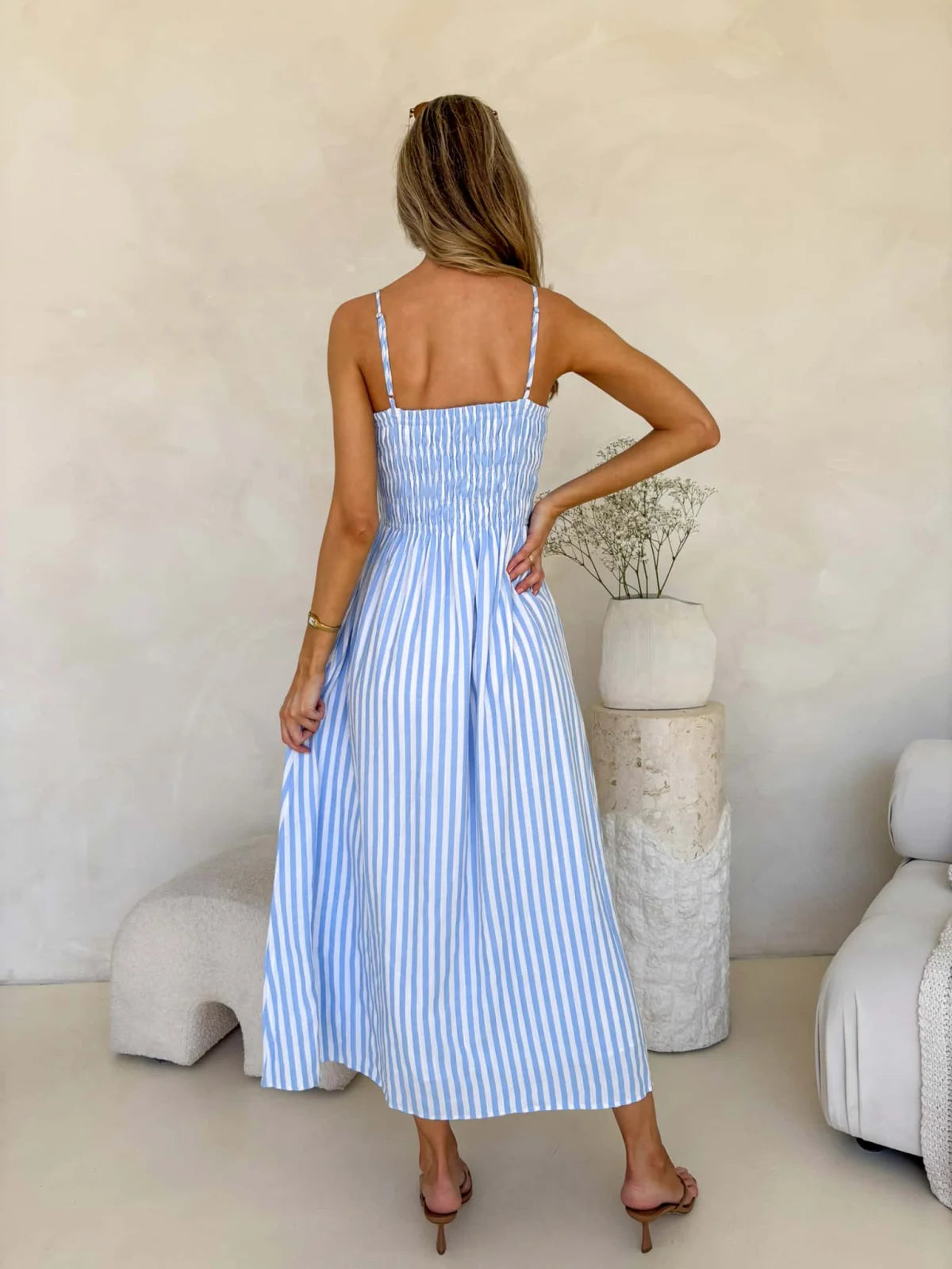 Palm Cove Dress - Blue & White Stripe Dress