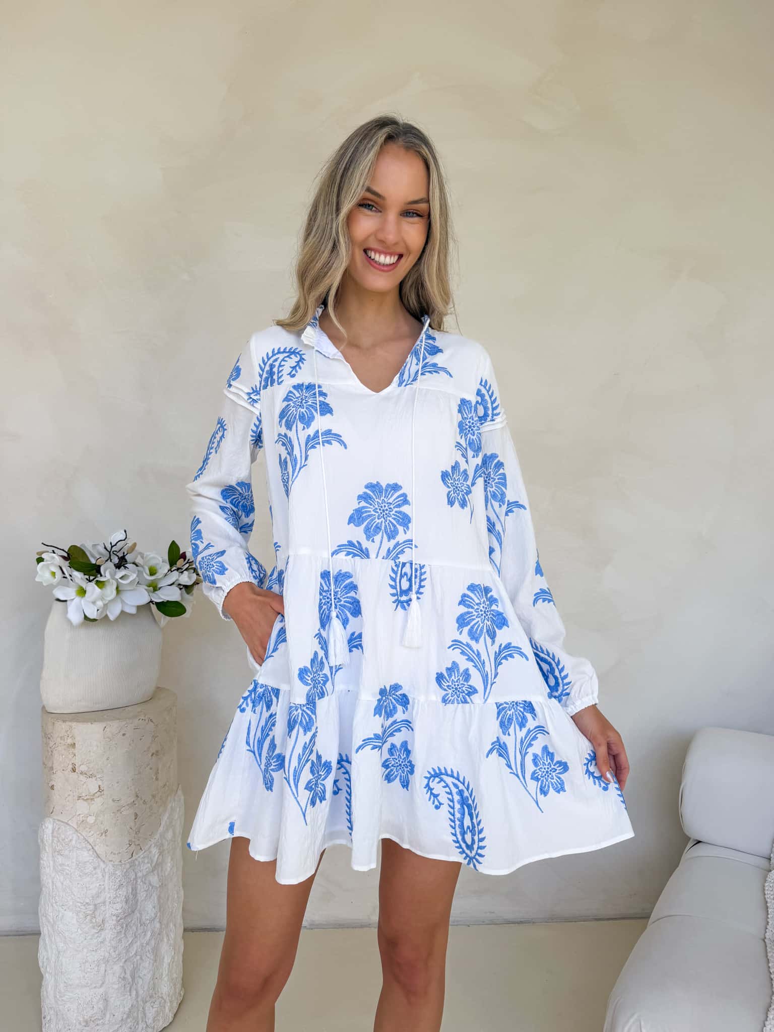 Tia Dress - Bluebell Embroidery
