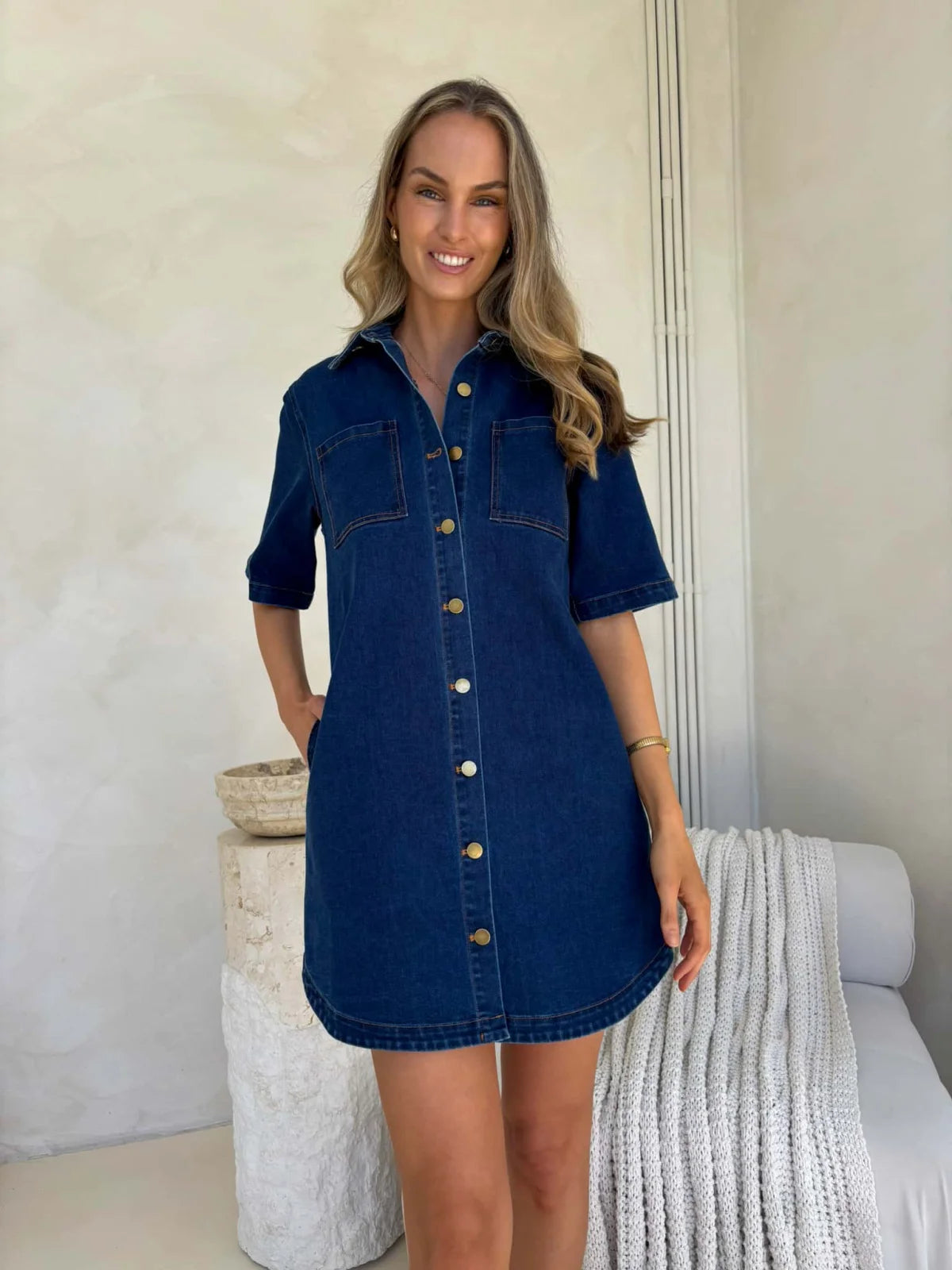 Yves Denim Dress - Dark Denim Dress