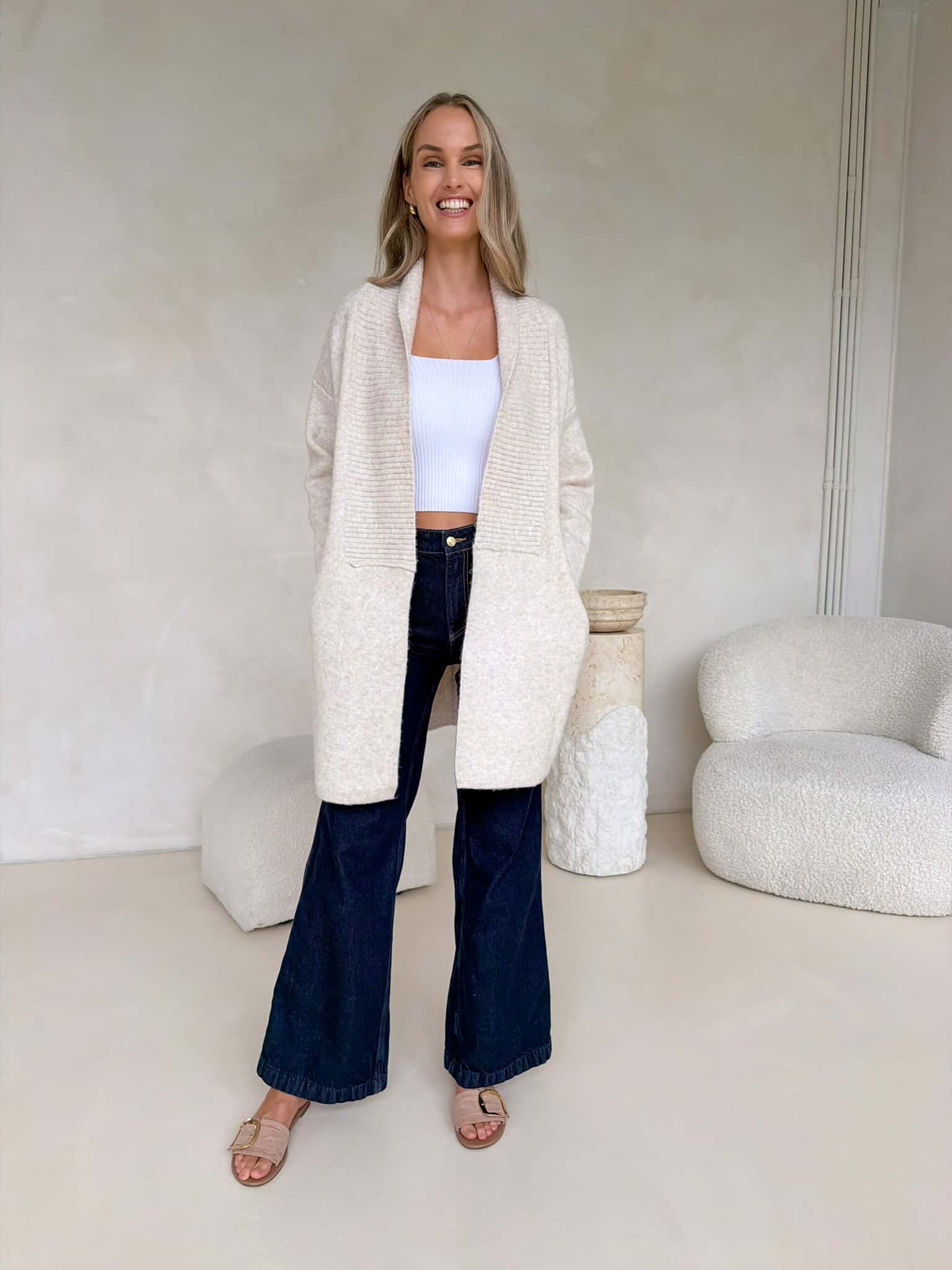 Arden Cardi - Cream Marle