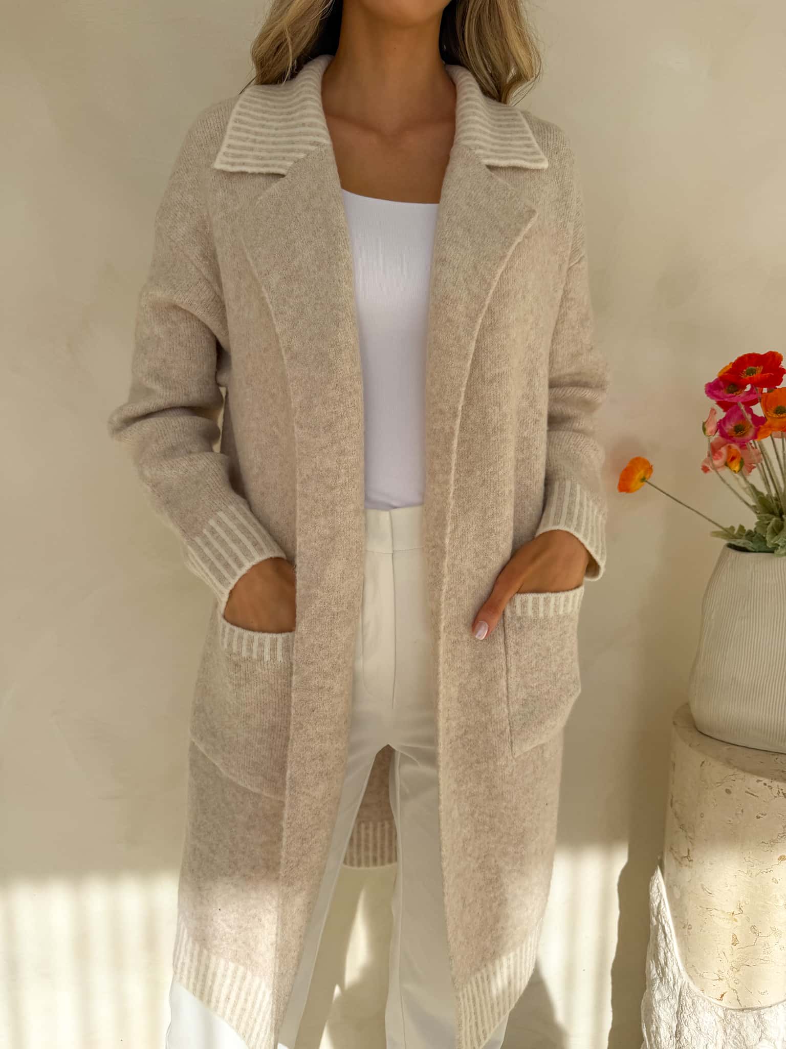 Belle Cardi - Cream Marle