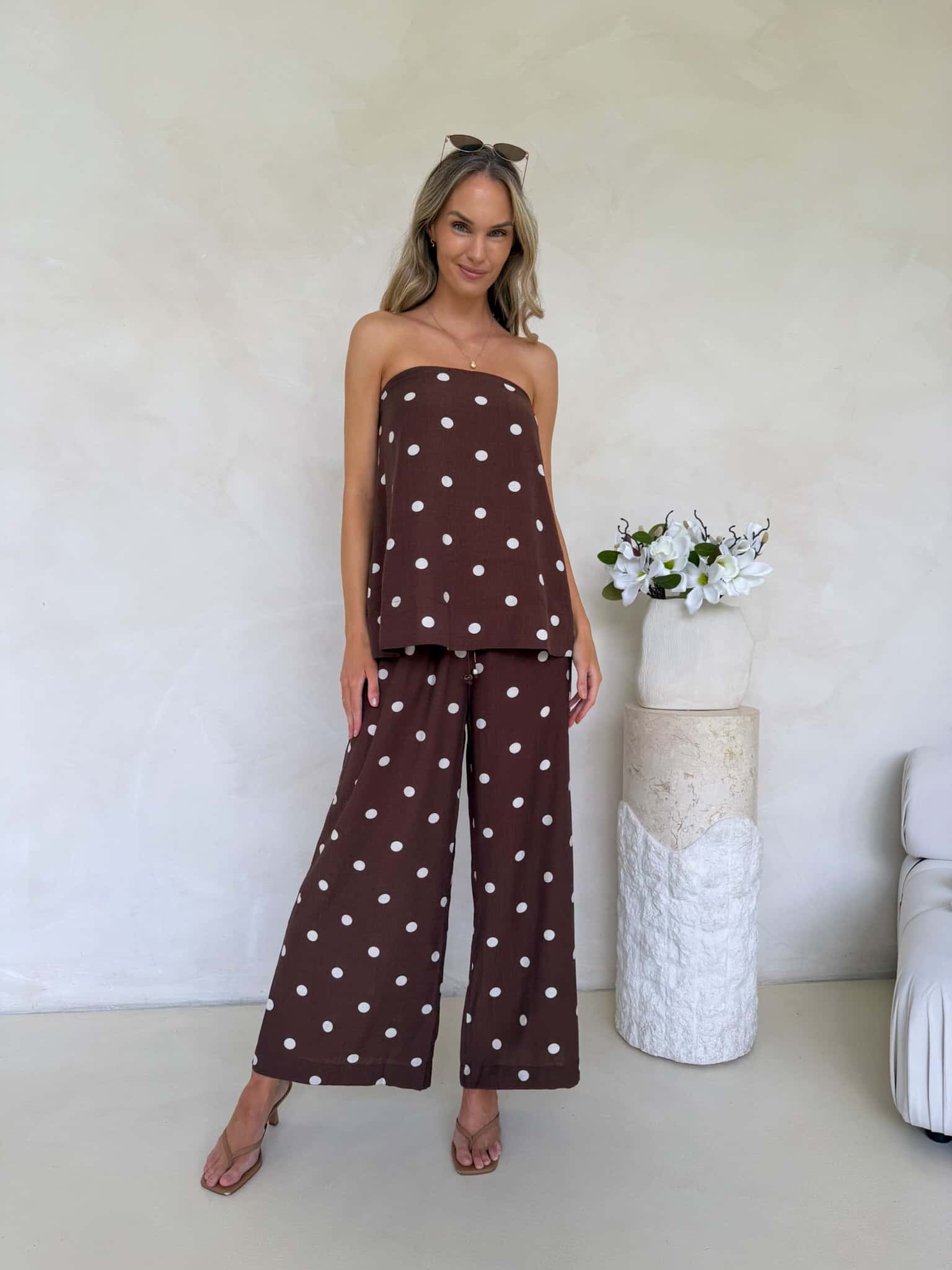 Blair Pants - Cappuccino Polka Dot