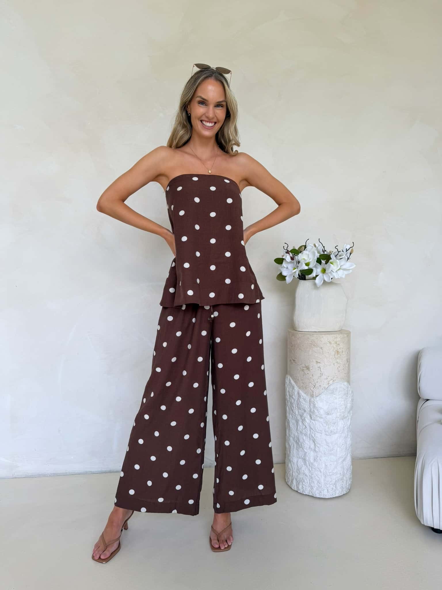 Blair Pants - Cappuccino Polka Dot