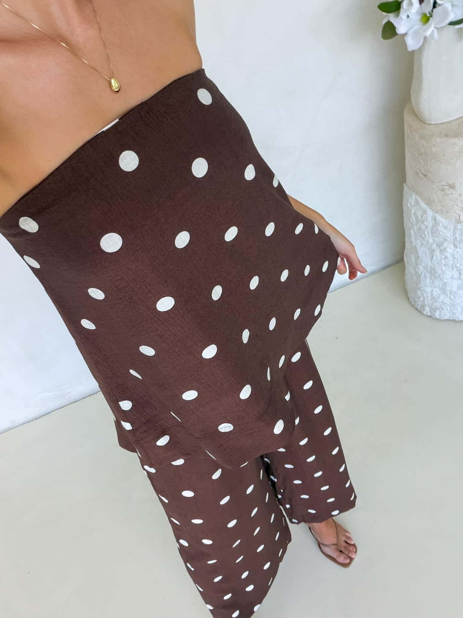 Blair Pants - Cappuccino Polka Dot