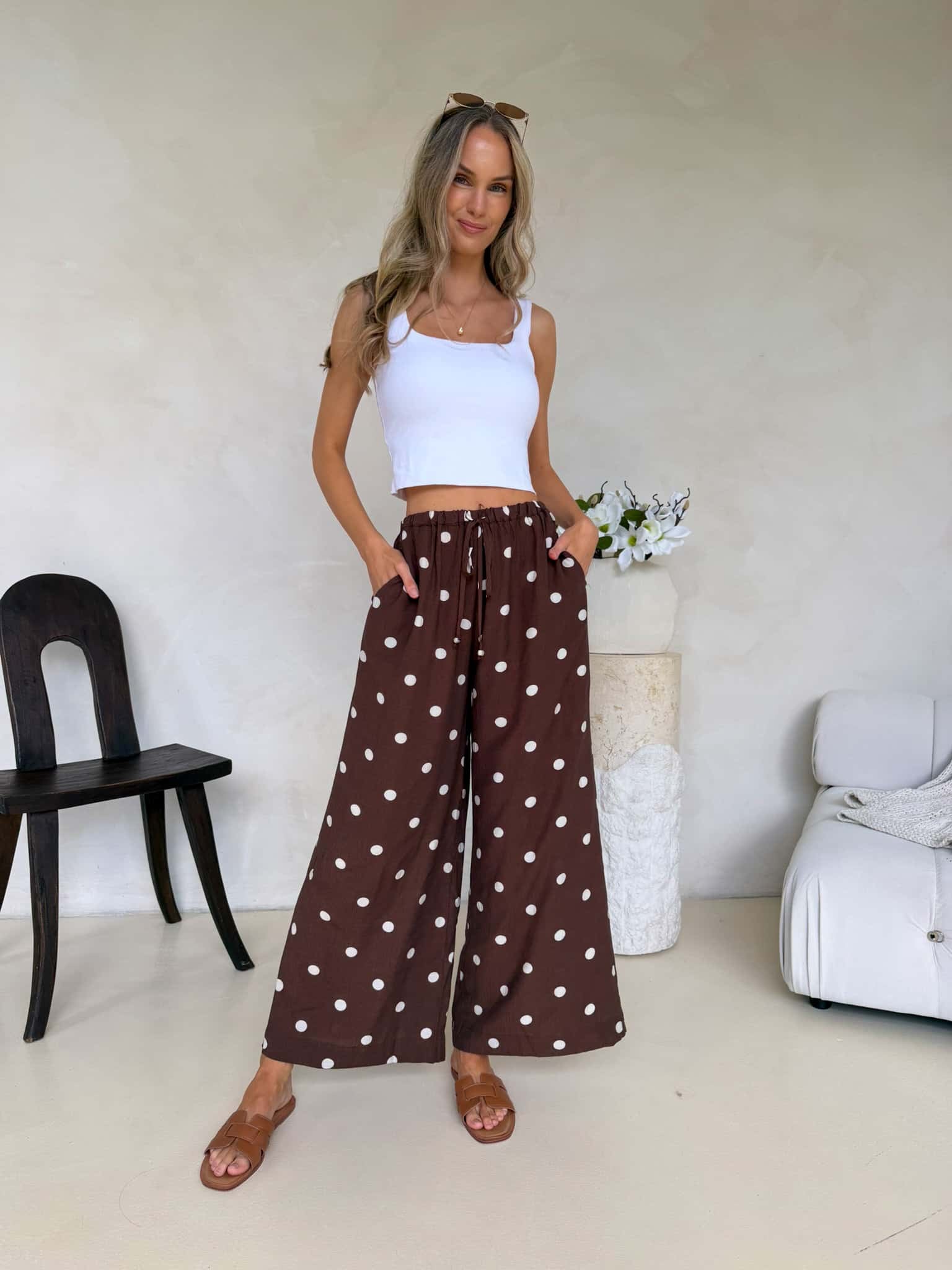 Blair Pants - Cappuccino Polka Dot